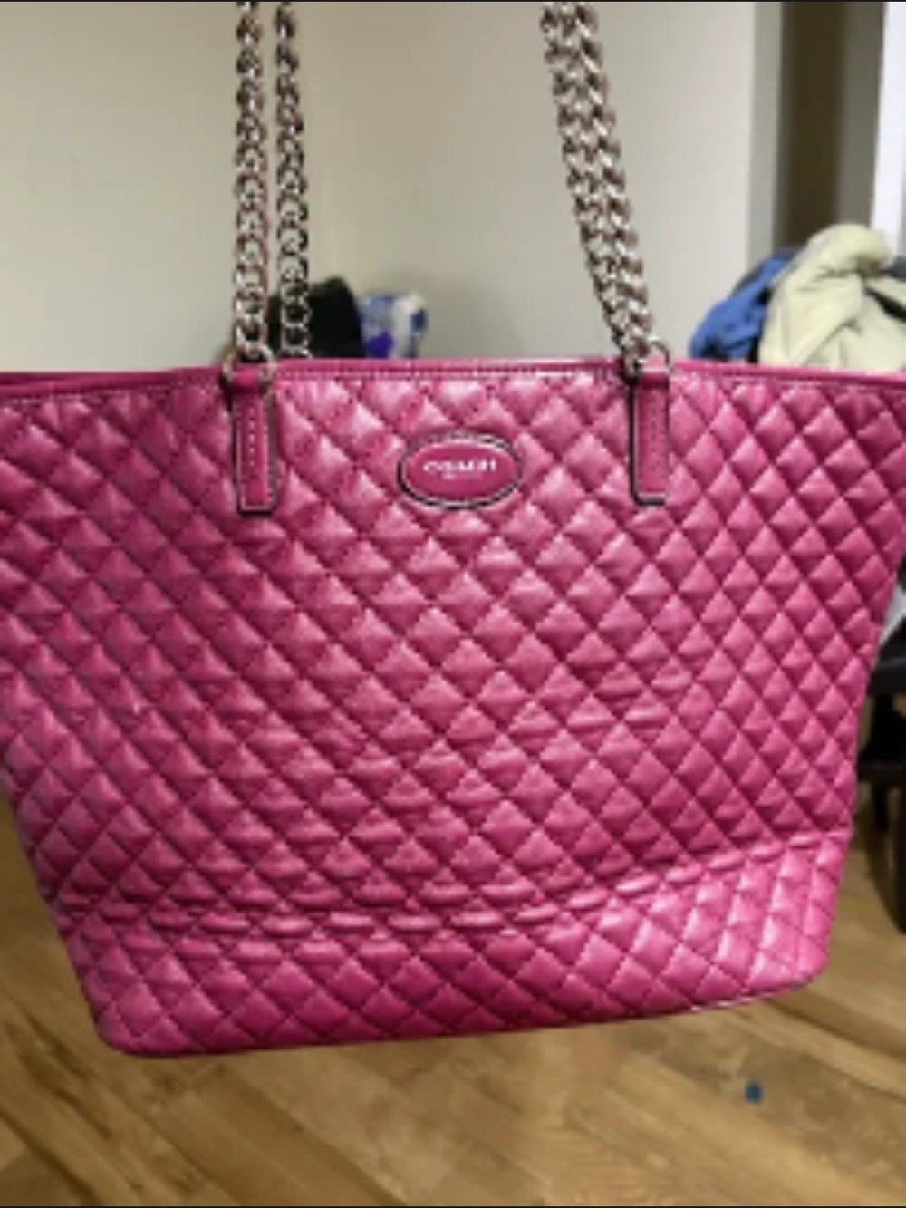 Coach Quilted Cahain-Handle Tote Bag in Pink - PROJECT